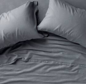 91900249 Casaluna King 100% Linen Sheet Set Mineral Blue -