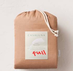 91900263 Casaluna Full 100% Linen Sheet Set Adobe Clay -