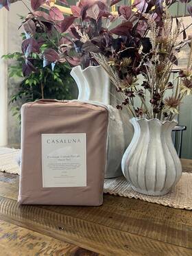 Casaluna 91900270 King 400 Thread Count Percale Sheet Set Light Adobe Clay - New