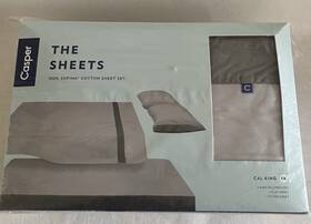 Casper 637632721876 Sheet Set Cal King Supima Cotton The Sheets New Dark Gray Nos