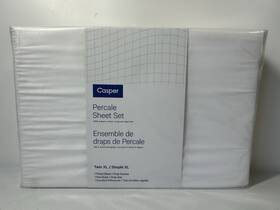 951-000244-002 Casper Sleep Percale Sheet Set 100% Organic Cotton Twin Xl White 3 Pieces 951-000244-002 Casper Sleep Percale Sheet Set 100% Organic Cotton Twin Xl White 3 Pieces