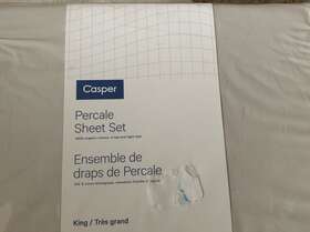 Casper Sleep 192472022373 Percale Sheet 4 Piece Set King Size Light Gray Casper Sleep 192472022373 Percale Sheet 4 Piece Set King Size Light Gray
