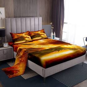 Cyjs967clblj-queen Castle Fairy Dragon Bed Sheet Set Queen Size 3d Animal Print Fitted 4pcs