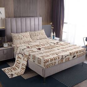 Castle Fairy Tyts8652zmd-clb Usq Western Cowboy Sheet Set Queen Size Tribal Bull Skull Bedding 4pcs For Ki