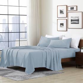 108145-1800-blu-q Cathay Home Essentials Ultra Soft Hypoallergenic Wrinkle Resistant Double Brushed Microfi