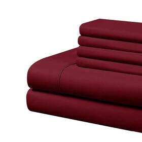 108185-1800-bur-q Cathay Home Basics Ultra Soft Brushed 6 Piece Microfiber 90gsm Sheet Set - Hypoaller