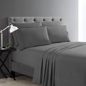 108219-ck-gra Cathay Home Collection Micro Caress Luxurious Sheet Set 90gsm 4 -piece Cal King Siz