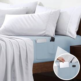 Cathay Home 840970190475 Full Double-sided Organizer Pocket Fitted Smart Sheet - Double Brushed Ultra Cathay Home 840970190475 Full Double-sided Organizer Pocket Fitted Smart Sheet - Double Brushed Ultra