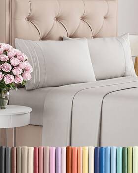 Cgk-linens-king-4p-frgray Cgk Linens King Size 4 Piece Sheet Set Comfy Breathable And Cooling - French Grey