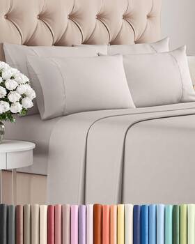 Cgk-linens-queen-6p-lgr Cgk Linens Queen 6 Piece Sheet Set Comfy Breathable Cooling Light Gray