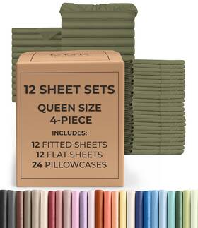 Cgk Unlimited 056794220358 Bulk Case Pack Of 12 Sheet Sets Complete Queen Size With Deep