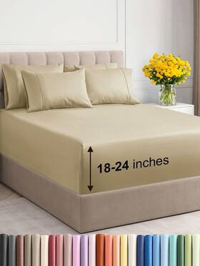Cgk Unlimited 060623440114 Extra Deep King Sheet Set - 6 Piece Breathable And Cooling Sheets Hotel Luxur