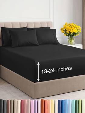 Cgk Unlimited 060623440190 Extra Deep Full Sheet Set - 6 Piece Breathable And Cooling Sheets Hotel Luxur Cgk Unlimited 060623440190 Extra Deep Full Sheet Set - 6 Piece Breathable And Cooling Sheets Hotel Luxur