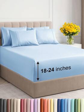 Cgk Unlimited 060623440435 Extra Deep Full Sheet Set - 6 Piece Breathable And Cooling Sheets Hotel Luxur