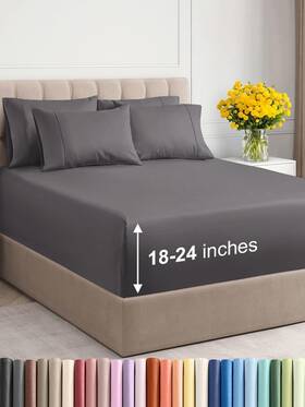 Cgk Unlimited 060623440602 Extra Deep Queen Sheet Set - 6 Piece Breathable And Cooling Sheets Hotel Luxu