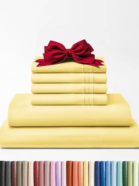 Cgk Unlimited 060623443955 Queen 6 Pc Bed Sheet Set Soft Wrinkle-free Yellow Kids Teens Bedding