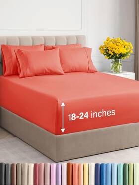 Cgk Unlimited 060623444228 Extra Deep Queen Sheet Set - 6 Piece Breathable And Cooling Sheets Hotel Luxu