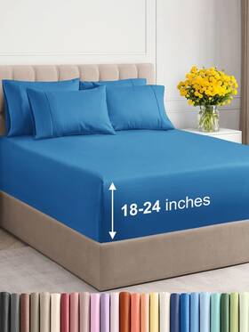 Cgk Unlimited 060623444280 Extra Deep Queen Sheet Set - 6 Piece Breathable And Cooling Sheets Hotel Luxu