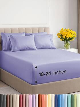 Cgk Unlimited 060623444358 Extra Deep Full Sheet Set - 6 Piece Breathable And Cooling Sheets Hotel Luxur Cgk Unlimited 060623444358 Extra Deep Full Sheet Set - 6 Piece Breathable And Cooling Sheets Hotel Luxur