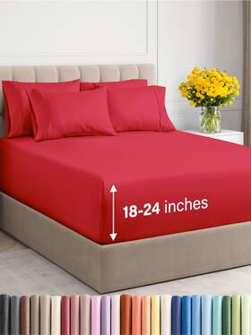 Cgk Unlimited 060623444594 Extra Deep Full Sheet Set - 6 Piece Breathable And Cooling Sheets Hotel Luxur