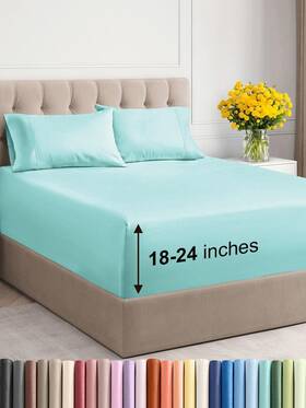 Cgk Unlimited 060623444679 Extra Deep Twin Xl Sheet Set - 4 Piece Breathable And Cooling Sheets Hotel Lu Cgk Unlimited 060623444679 Extra Deep Twin Xl Sheet Set - 4 Piece Breathable And Cooling Sheets Hotel Lu