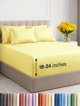 Cgk Unlimited 060623444686 Extra Deep Cal King Sheet Set - 6 Piece Breathable And Cooling Sheets Hotel L Cgk Unlimited 060623444686 Extra Deep Cal King Sheet Set - 6 Piece Breathable And Cooling Sheets Hotel L