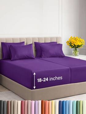 Cgk Unlimited 060623448295 Extra Deep Split King Sheet Set - 7 Piece Breathable And Cooling Sheets Hot