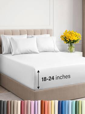 Cgk Unlimited 060937141493 Extra Deep King Sheet Set - 6 Piece Breathable And Cooling Sheets Hotel Lux