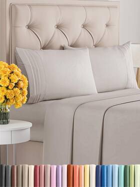 Cgk Unlimited 060937141684 Queen Size 4 Piece Sheet Set - Comfy Breathable And Cooling Sheets Hotel Luxu