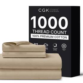 Cgk Unlimited 060937142926 1000 Thread Count Queen Sheet Set - 100% Cotton Bed Sheets Softer Than Egyp