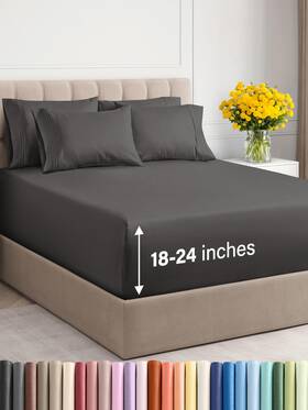 Cgk Unlimited 061018750566 Extra Deep King Sheet Set - 6 Piece Breathable And Cooling Sheets Hotel Luxur