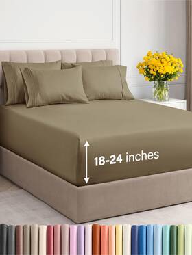 Cgk Unlimited 061018750665 Extra Deep King Sheet Set - 6 Piece Breathable And Cooling Sheets Hotel Luxur