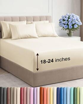 Cgk Unlimited 061018750726 Extra Deep King Sheet Set - 6 Piece Breathable And Cooling Sheets Hotel Luxur Cgk Unlimited 061018750726 Extra Deep King Sheet Set - 6 Piece Breathable And Cooling Sheets Hotel Luxur