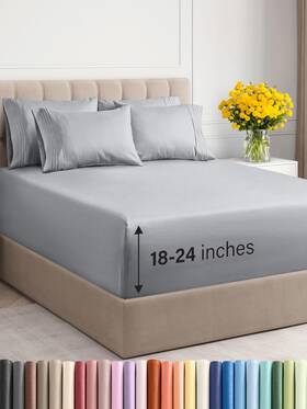 Cgk Unlimited 061018751013 Extra Deep Queen Sheet Set - 6 Piece Breathable And Cooling Sheets Hotel Luxu Cgk Unlimited 061018751013 Extra Deep Queen Sheet Set - 6 Piece Breathable And Cooling Sheets Hotel Luxu