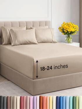 Cgk Unlimited 061018751037 Extra Deep Queen Sheet Set - 6 Piece Breathable And Cooling Sheets Hotel Luxu