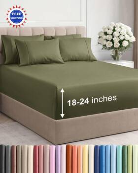 21inchcalkingsagegreen Cgk Unlimited California King Sheets Breathable Cooling 6 Pc Heathered Grey Extra Deep Piece