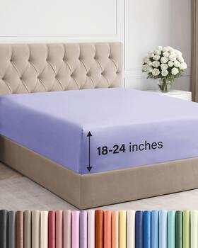 21inchfittedfulllavender Cgk Unlimited Extra Deep Full Fitted Sheet - Hotel Luxury Single 35 Lavender