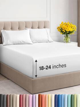 Cgk Unlimited 313016198181 Extra Deep Pocket Queen Sheets - 4 Piece Breathable And Cooling Bed Hotel
