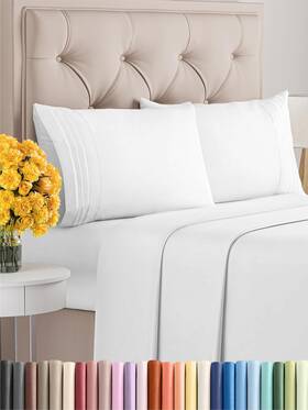 Cgk Unlimited 313056384346 Queen Size 4 Piece Sheet Set - Comfy Breathable And Cooling Sheets Hotel Luxury