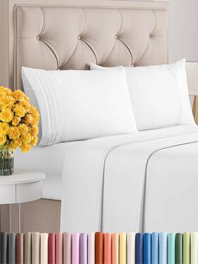 Cgk Unlimited 313099778782 Cooling Cal King 4-piece Sheet Set - Soft Wrinkle-free Deep Pockets White