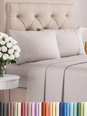 Cgk Unlimited 652143989188 Twin 4-piece Sheet Set Cooling Ultra-soft Luxury Bedding 8-16 Inch Deep Pockets Grey