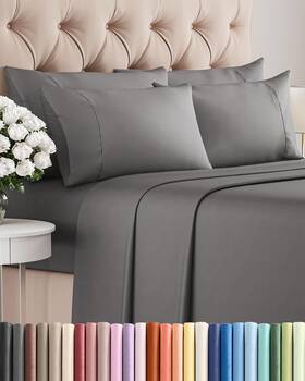 Cgk Unlimited 744309116276 Queen 6 Piece Sheet Set - Comfy Breathable And Cooling 06 Dark Grey
