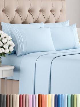 6pccalkingbabybluesheets Cgk Unlimited 790045020322 Cal King 6 Piece Sheet Set - Comfy Breathable California 19 Baby Blue