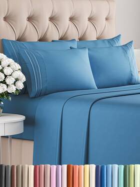 Calking6pcdenimblue Cgk Unlimited Cal King 6 Piece Sheet Set - Breathable And Cooling Hotel Luxury Bedding For Wom