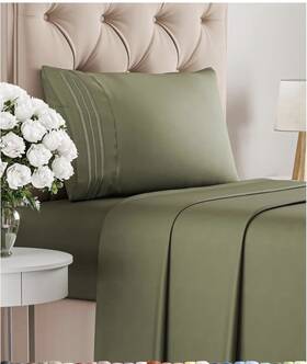 Hbdst01-b-twin Cgk Unlimited Sage Green Twin Xl Sheet Set 3pcs Luxury Soft Cooling Deep Pocket Bedding