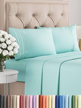 Queen4pcspablue Cgk Unlimited Queen Size 4 Piece Sheet Set - Comfy Breathable And Cooling Bed Sheets Ho