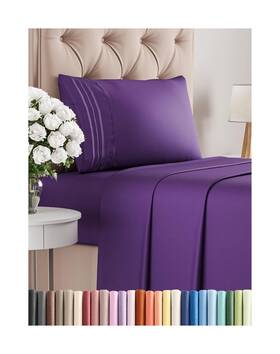 Twin4pcpurple Cgk Unlimited Twin Size 3 Piece Sheet Set - Comfy Breathable Cooling Bed Sheets Hote