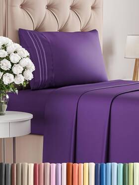 Twinxl4pcpurple Cgk Unlimited Twin Xl Size 3 Piece Sheet Set - Comfy Breathable Cooling Bed Sheets H Twinxl4pcpurple Cgk Unlimited Twin Xl Size 3 Piece Sheet Set - Comfy Breathable Cooling Bed Sheets H