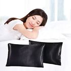 Ch-zt-001bk-s Niobomo Black Shiny Silky Satin Cotton Pillowcase Pillow Covers Standard