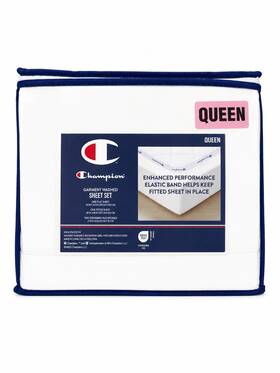 18.hcn.66105 Champion Queen Sheet Set Polyester White Solid Oeko-tex Garment Washed
